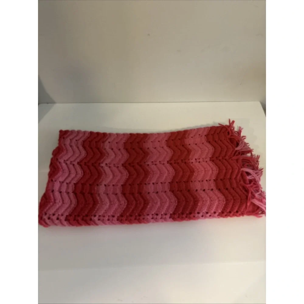 Homemade Afghan Blanket Crochet In Chevron Pattern